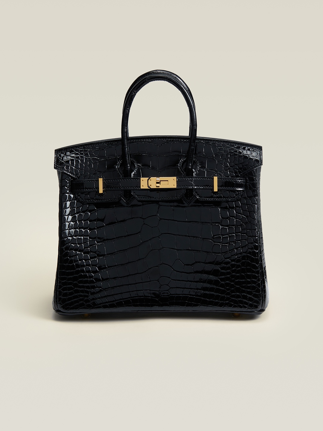 Hermes Birkin 25CM Handmade Bag In Black Crocodile Niloticus Shiny Skin